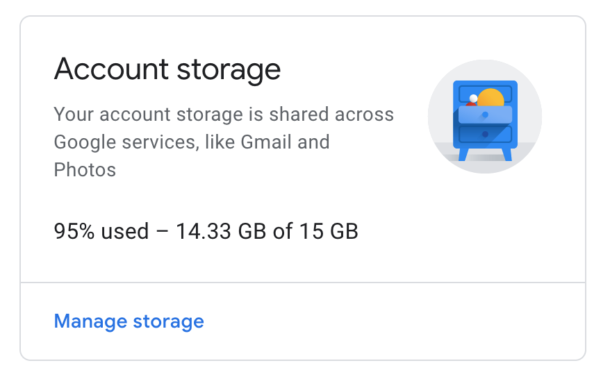 Google Storage Space Warning